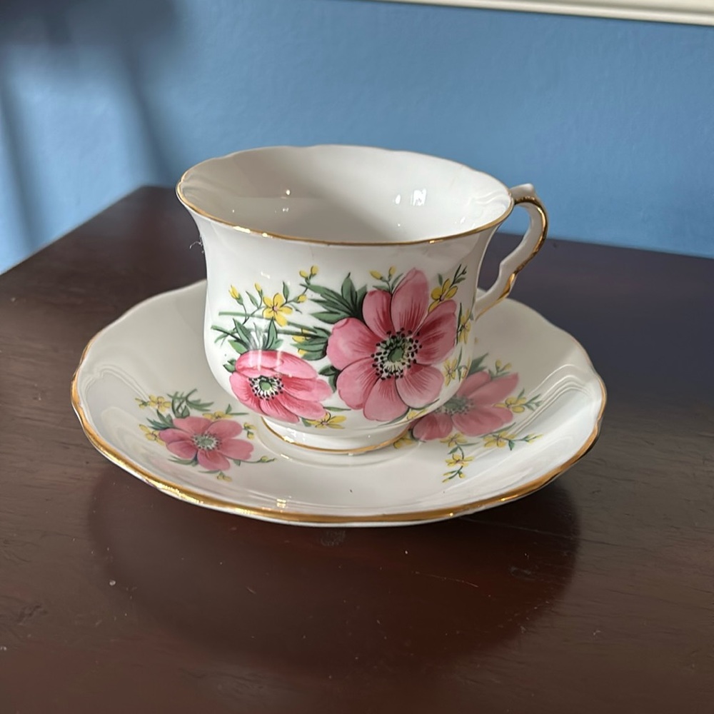Vintage Crown Royal Bone China Tea  Cup and Saucer